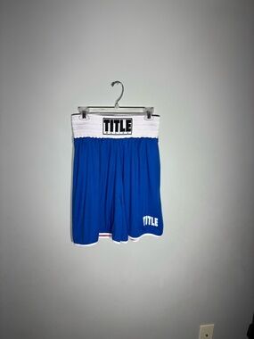 TITLE Boxing Shorts Reversible Blue Or Red Sz L Fits 28-30 Waist